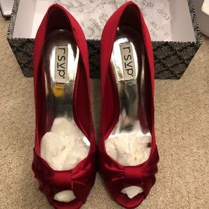 Red Satin Heels